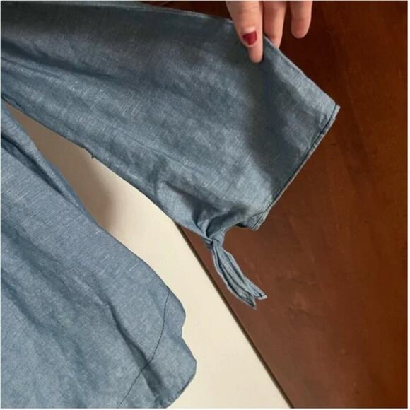 Free People Show Me Some Shoulder Chambray Top - Picture 5 of 8